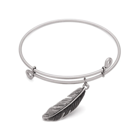 SOL Feather, Bangle Antique Silver Color Finish