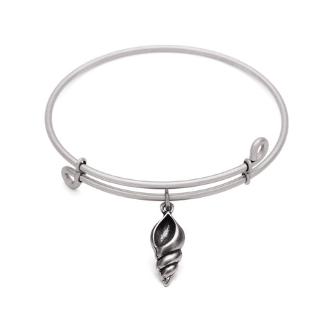 SOL Conch Shell, Bangle Antique Silver Color Finish