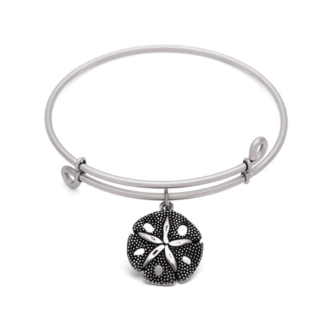 SOL Sand Dollar, Bangle Antique Silver Color Finish