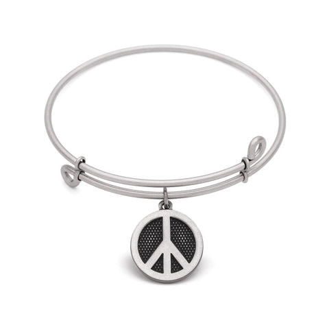 SOL Peace Sign, Bangle Antique Silver Color Finish