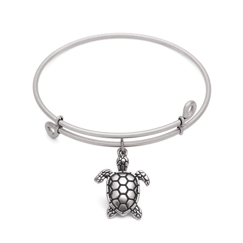 SOL Sea Turtle, Bangle Antique Silver Color Finish