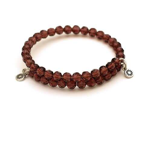 SOL Plum Crystal, Cufflet Antique Silver Color Finish