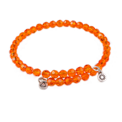 SOL Orange Crystal, Cufflet Antique Silver Color Finish