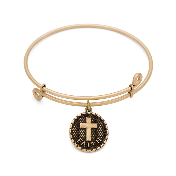 SOL Cross, Bangle Antique Gold Color Finish