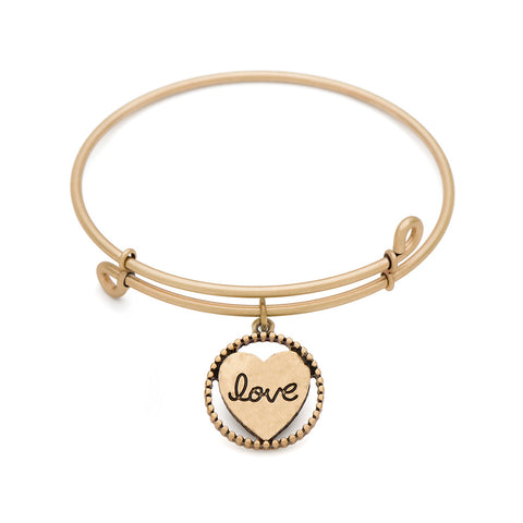 SOL Heart, Bangle Antique Gold Color Finish