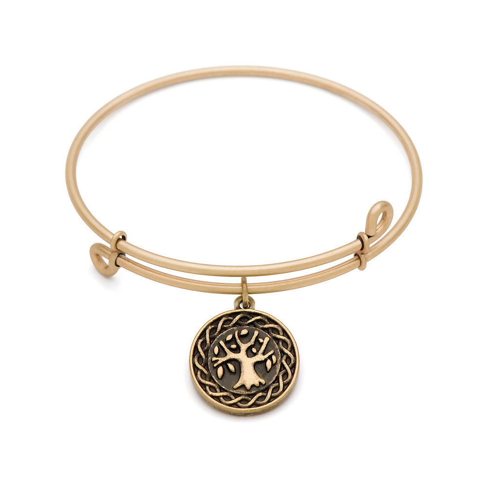 SOL Tree of Life, Bangle Antique Gold Color Finish