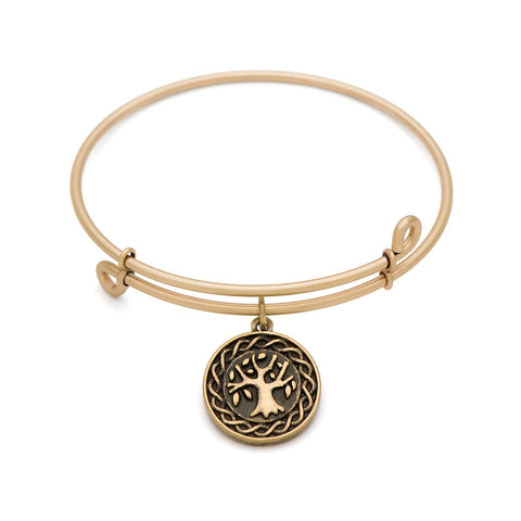 SOL Tree of Life, Bangle Antique Gold Color Finish
