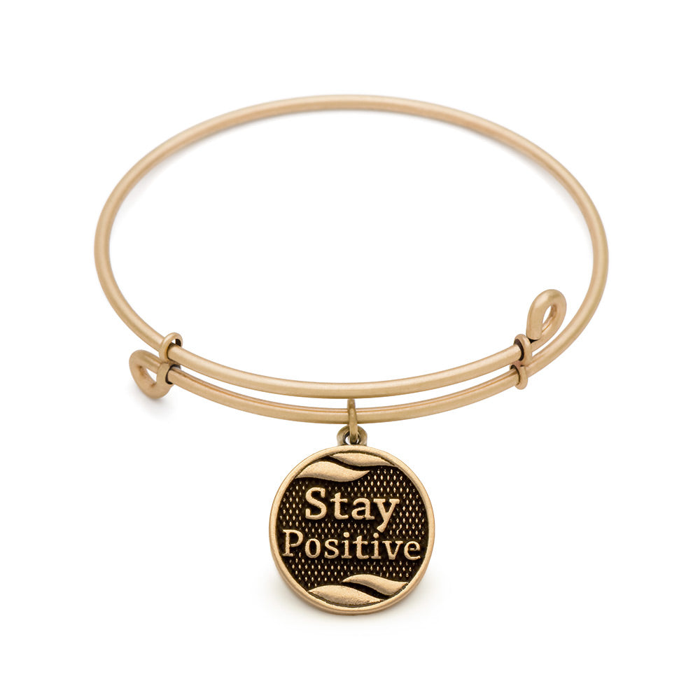 SOL Stay Positive, Bangle Antique Gold Color Finish
