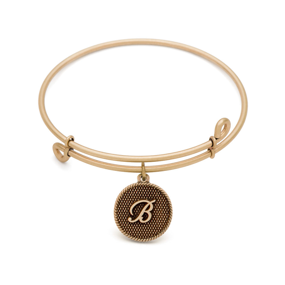 SOL Initial B, Bangle Antique Gold Color Finish