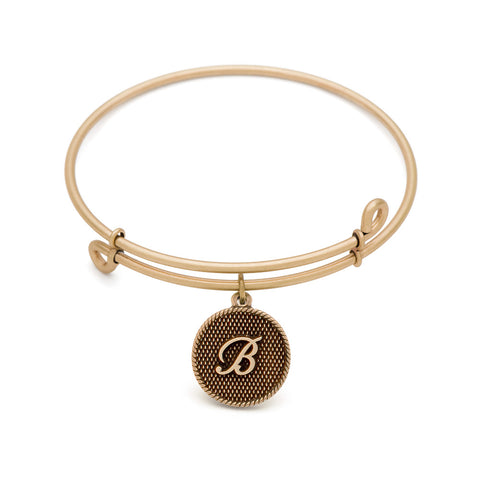 SOL Initial B, Bangle Antique Gold Color Finish