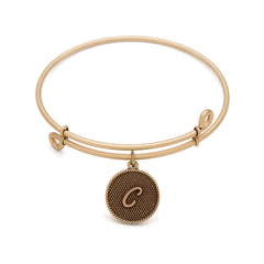 Initial C, Bangle Antique Gold Color Finish