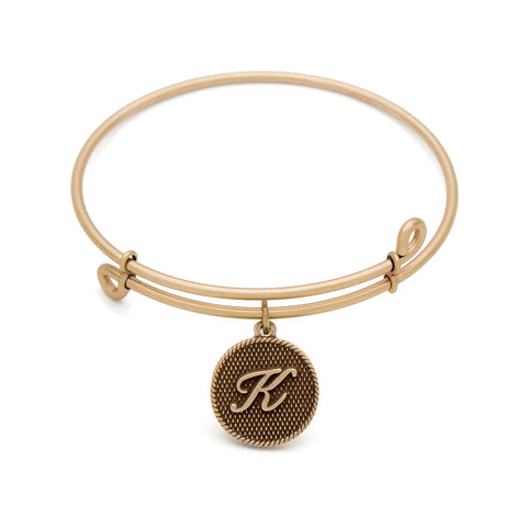 SOL Initial K, Bangle Antique Gold Color Finish