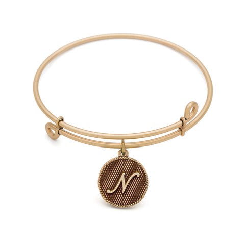 SOL Initial N, Bangle Antique Gold Color Finish