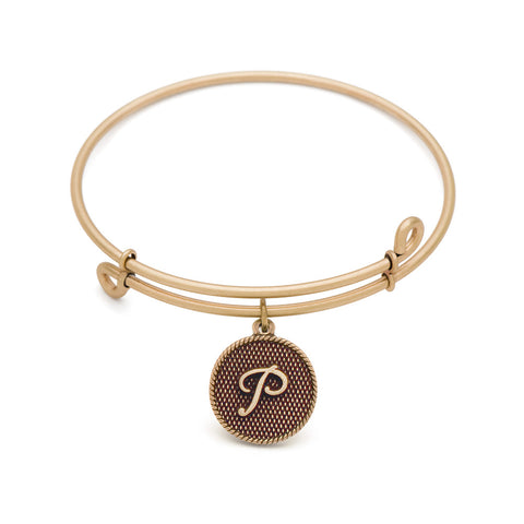 SOL Initial P, Bangle Antique Gold Color Finish