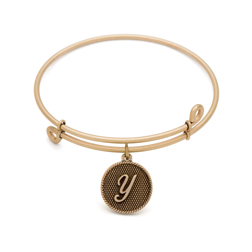 SOL Initial Y, Bangle Antique Gold Color Finish
