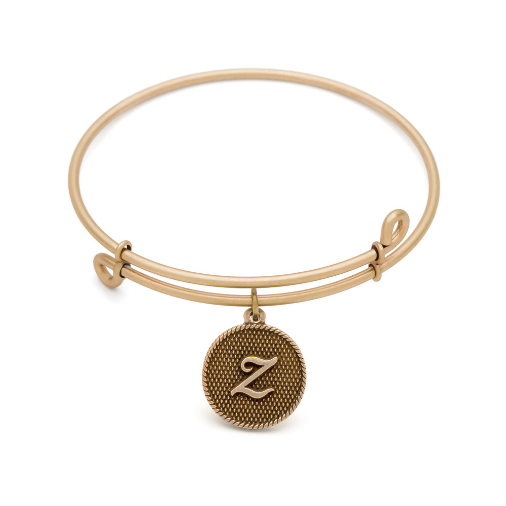 SOL Initial Z, Bangle Antique Gold Color Finish
