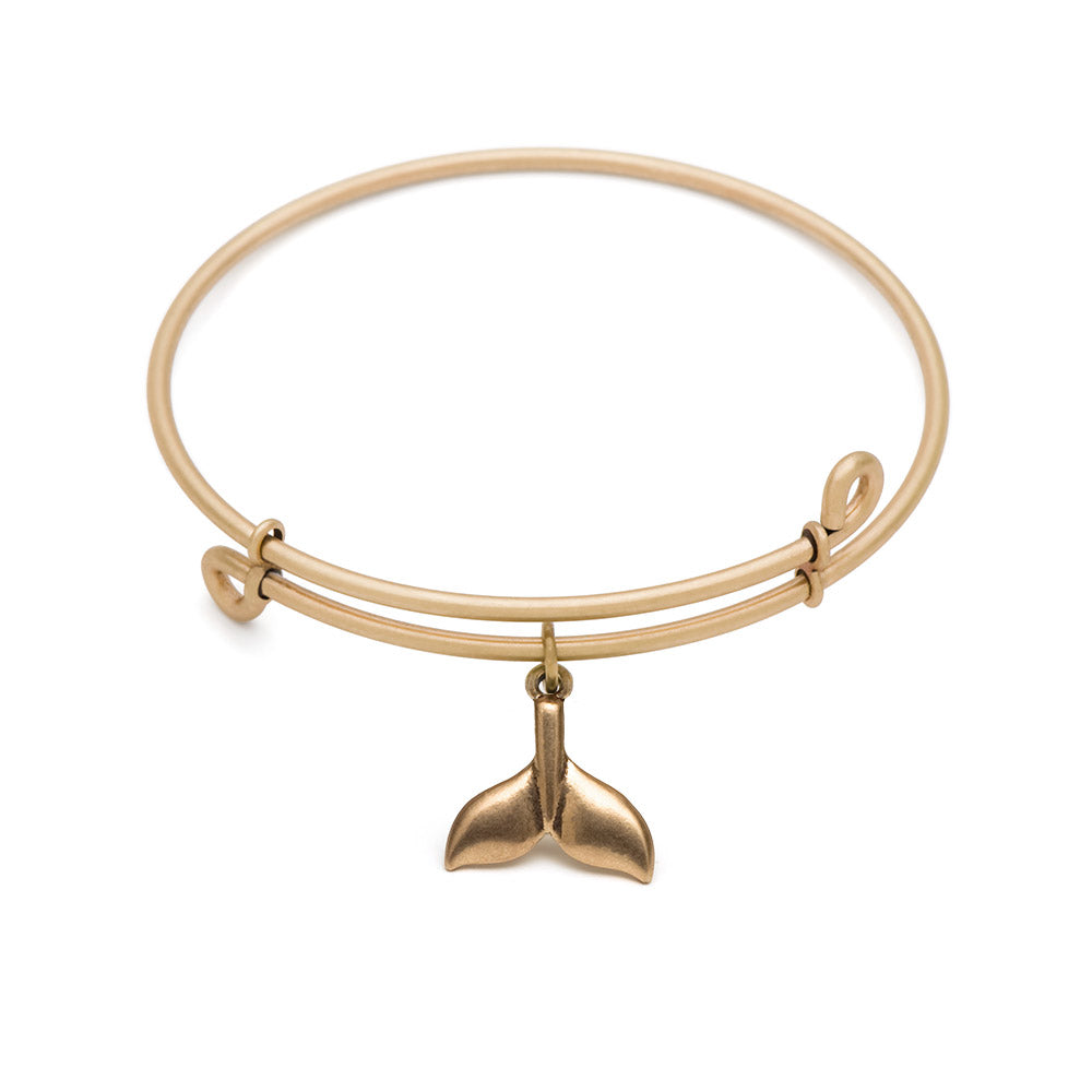 SOL Whale Tail, Bangle Antique Gold Color Finish