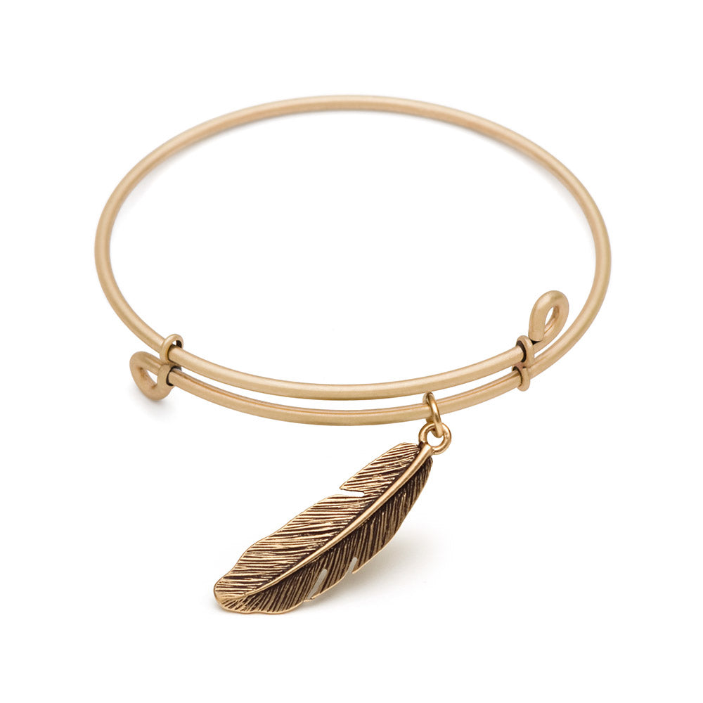 SOL Feather, Bangle Antique Gold Color Finish