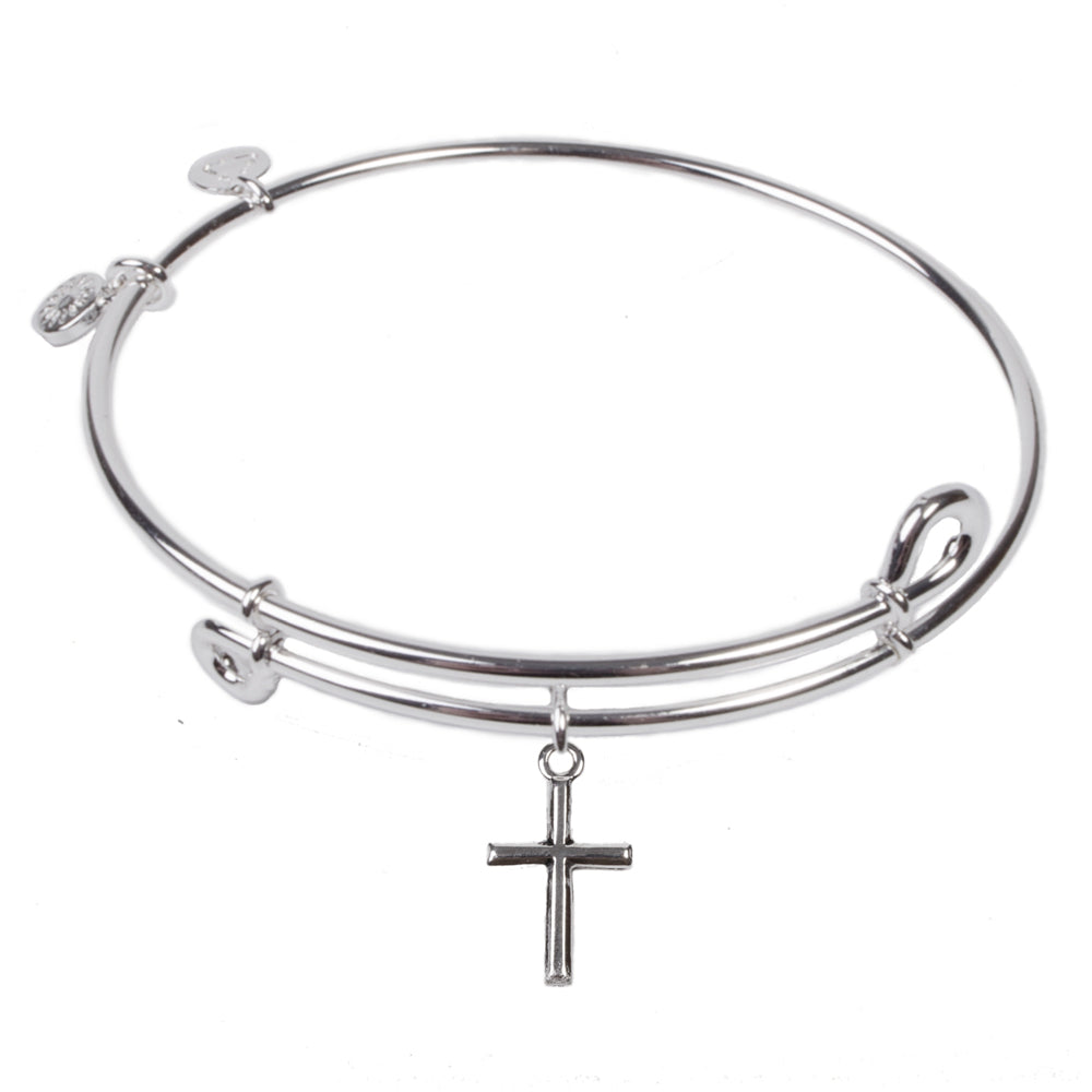 SOL Mini Cross, Bangle Sterling Silver Plated