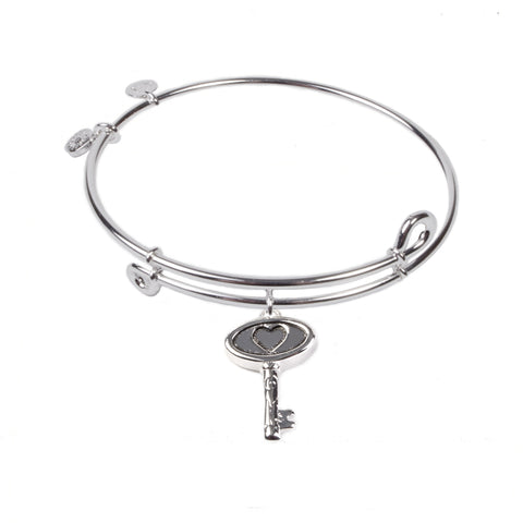 SOL Heart Key, Bangle Sterling Silver Plated