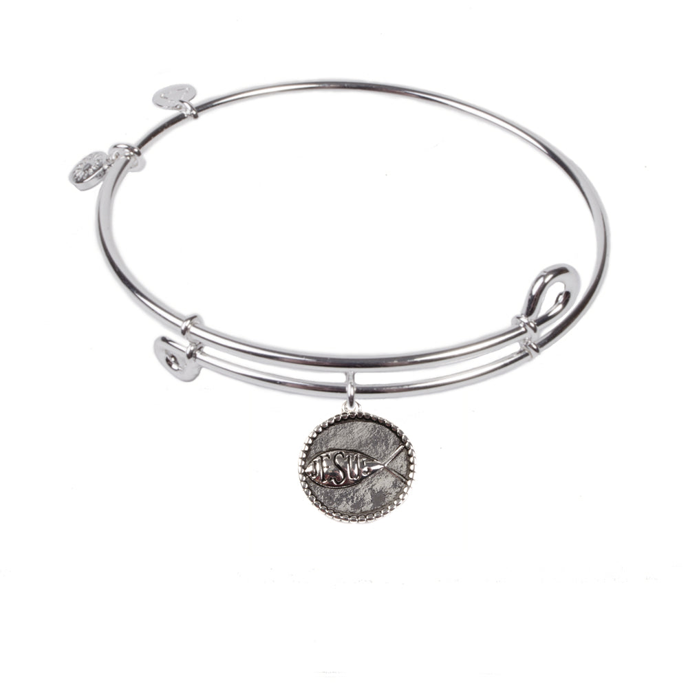 SOL Sign of the Fish, Bangle Sterling Silver Plated