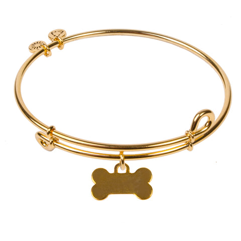 SOL Dog Bone, Bangle 18K Gold Plated