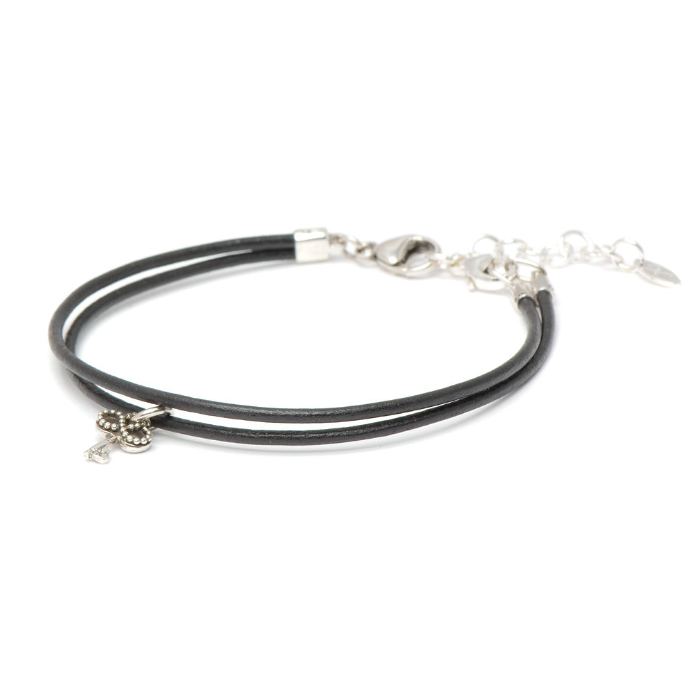 Novobeads Bracelet Leather Smooth - Black, M (7-8.5inch/18-22cm)