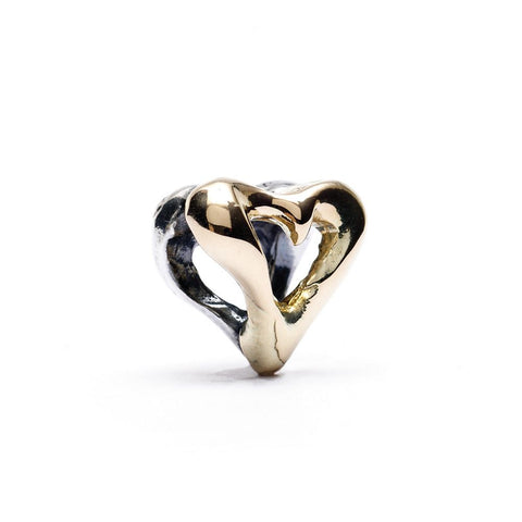Novobeads Two Hearts, Silver with 14K Gold