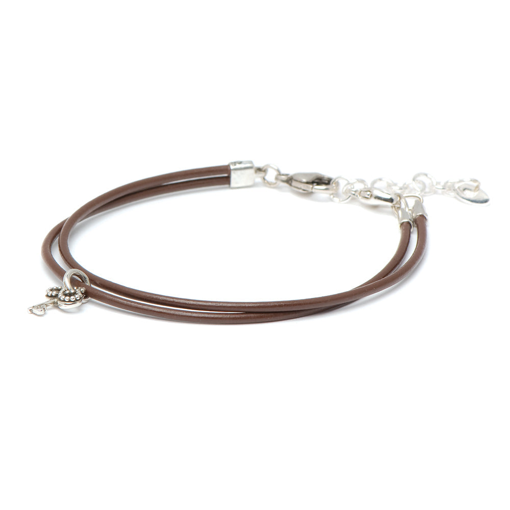 Novobeads Bracelet Leather Smooth - Mocha, M (7-8.5inch/18-22cm)