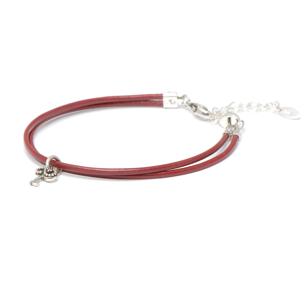 Novobeads Bracelet Leather Smooth - Crimson, M (7-8.5inch/18-22cm)