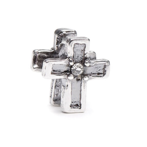 Novobeads Cross, Silver with Crystals