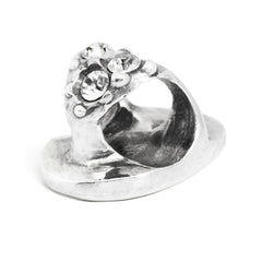 Flip Flop, Silver with Crystals