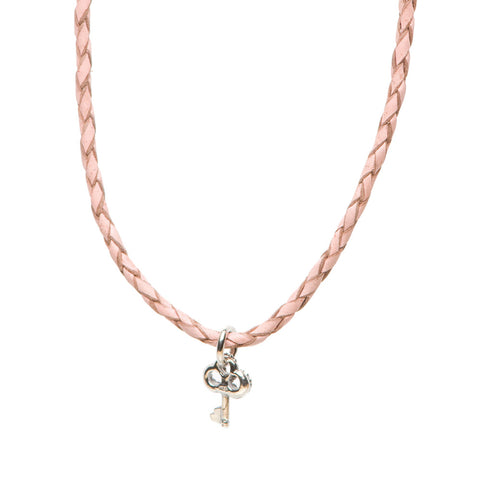 Novobeads Necklace Leather Braided - Blush, M (24-26inch/61-66cm)