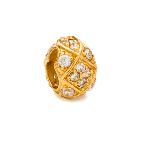 Novobeads Gold Plated & Clear Pave Egg